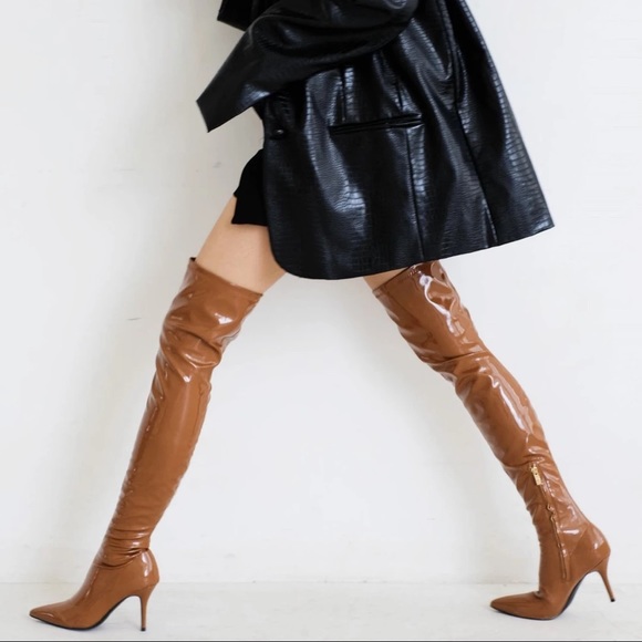 Steve Madden vava cognac patent boots - Picture 3 of 15